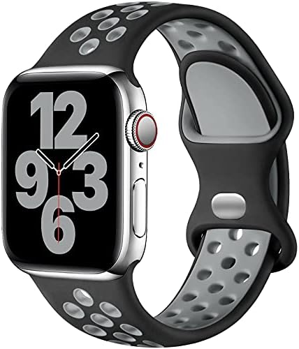 Upeak Sport Strap Compatible with Apple Watch Strap 38mm 40mm 41mm 42mm 44mm 45mm 46mm 49mm, Breathable Silicone Double Hole Snap Band for iWatch Strap Ultra 2 SE Series 10 9 8 7 6 5 4 3 2 1