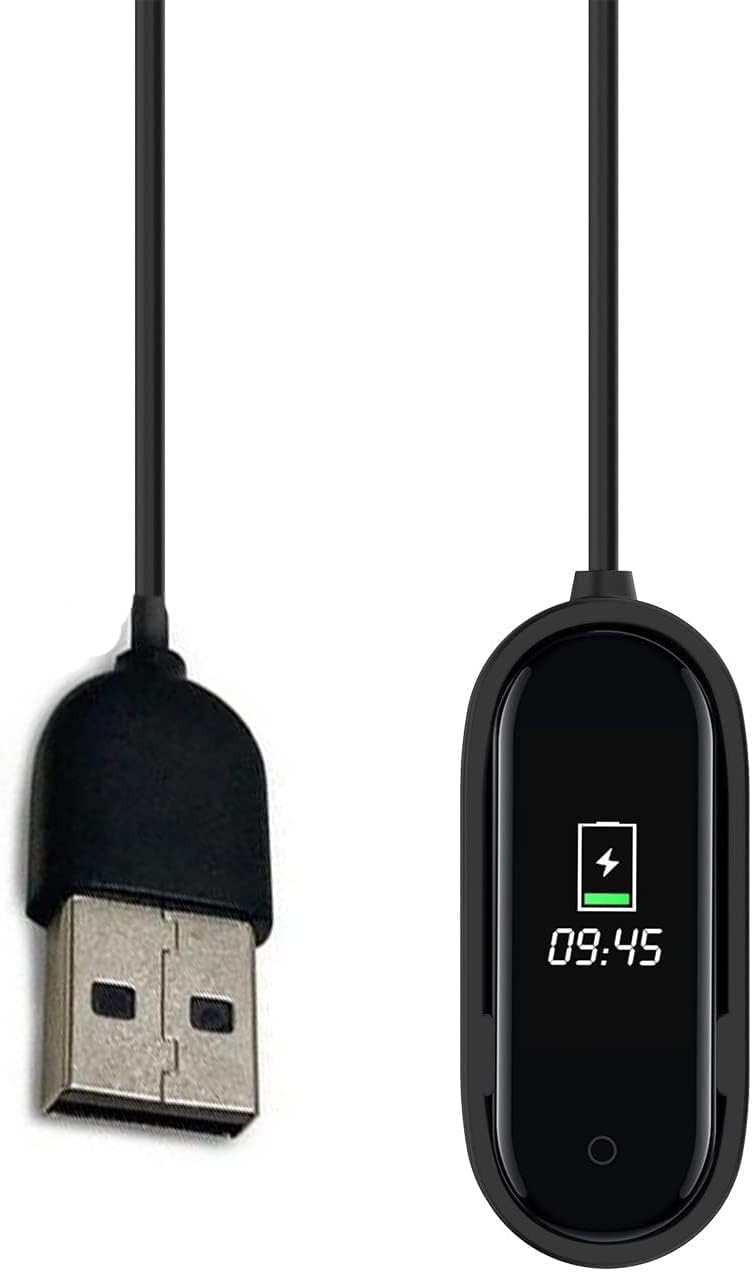 FANTIA كابل شحن USB شاحن متتبع اللياقة البدنية الرياضي لسوار شاومي مي باند 4 أسود
