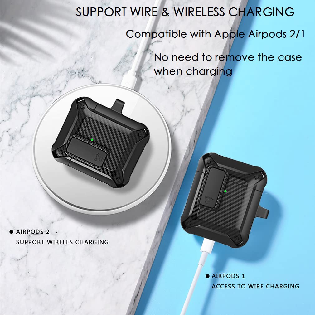 Olytop for Airpods 4 Case with Lock Clip, Rugged Apple Airpods 4th Generation Cover 2024 Men Women, Armor Shockproof iPod 4 Gen Protective Hard Shell with Carabiner&Cleaner kit