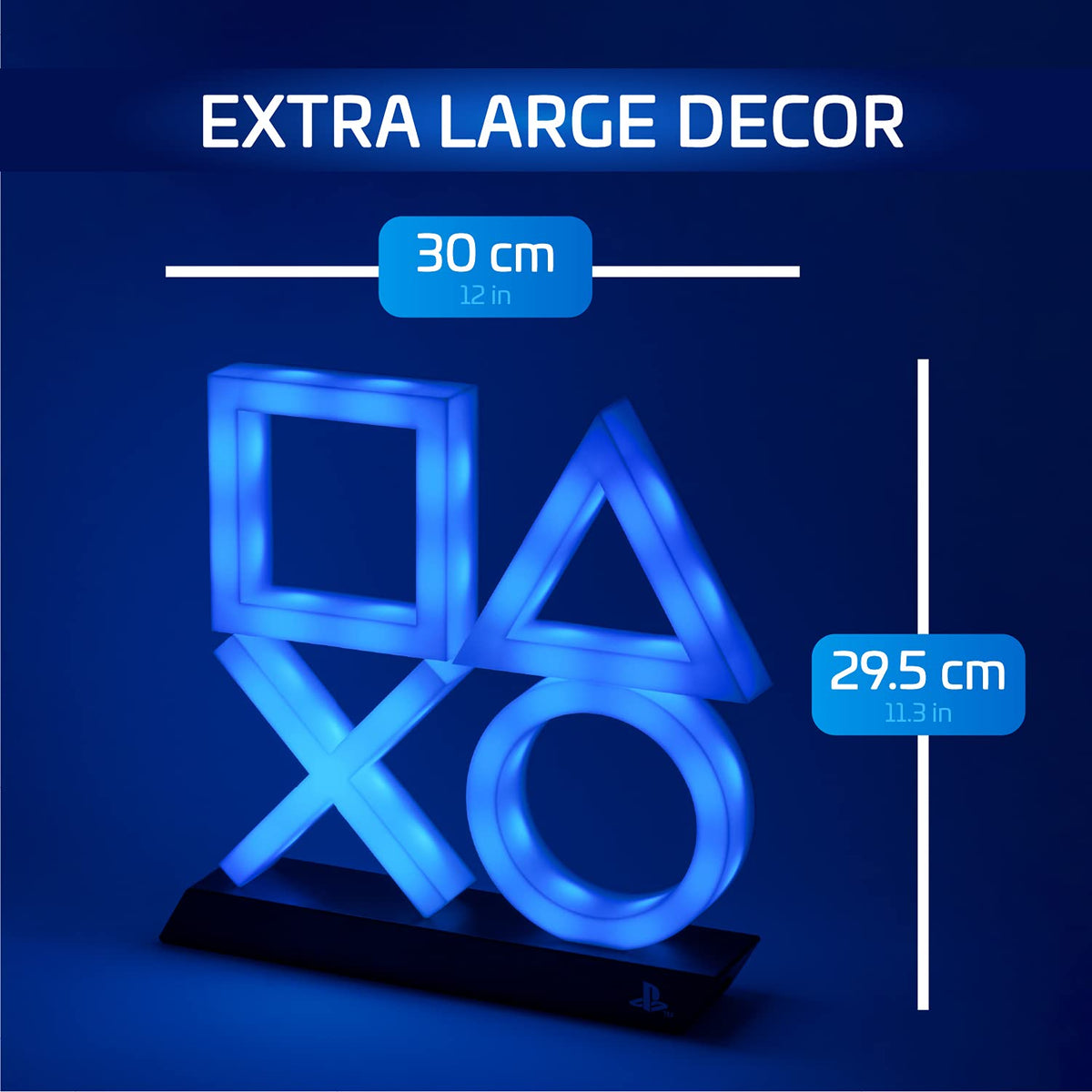 Paladone PlayStation 5 Icons Light PS5 XL - إضاءة غرفة ألعاب متفاعلة مع الصوت ومتغيرة الألوان - أزرق