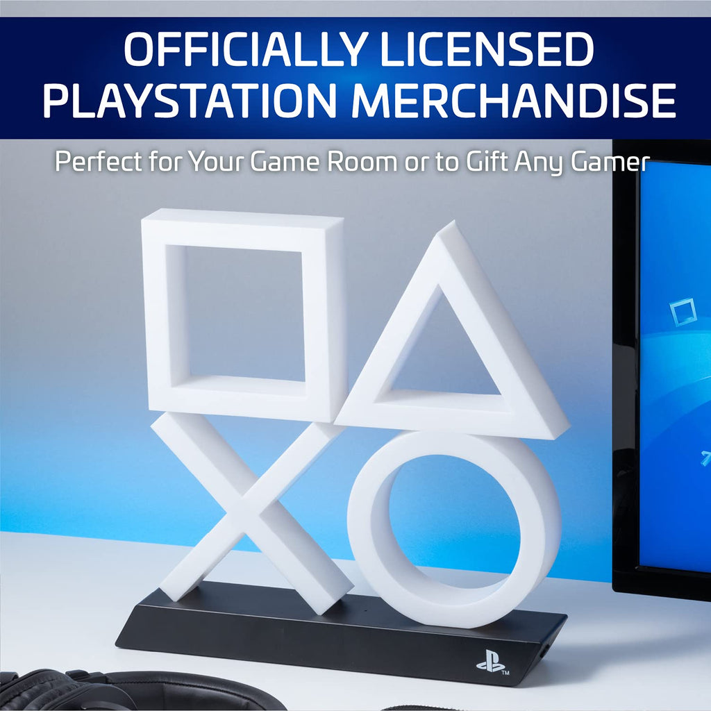Paladone PlayStation 5 Icons Light PS5 XL - إضاءة غرفة ألعاب متفاعلة مع الصوت ومتغيرة الألوان - أزرق