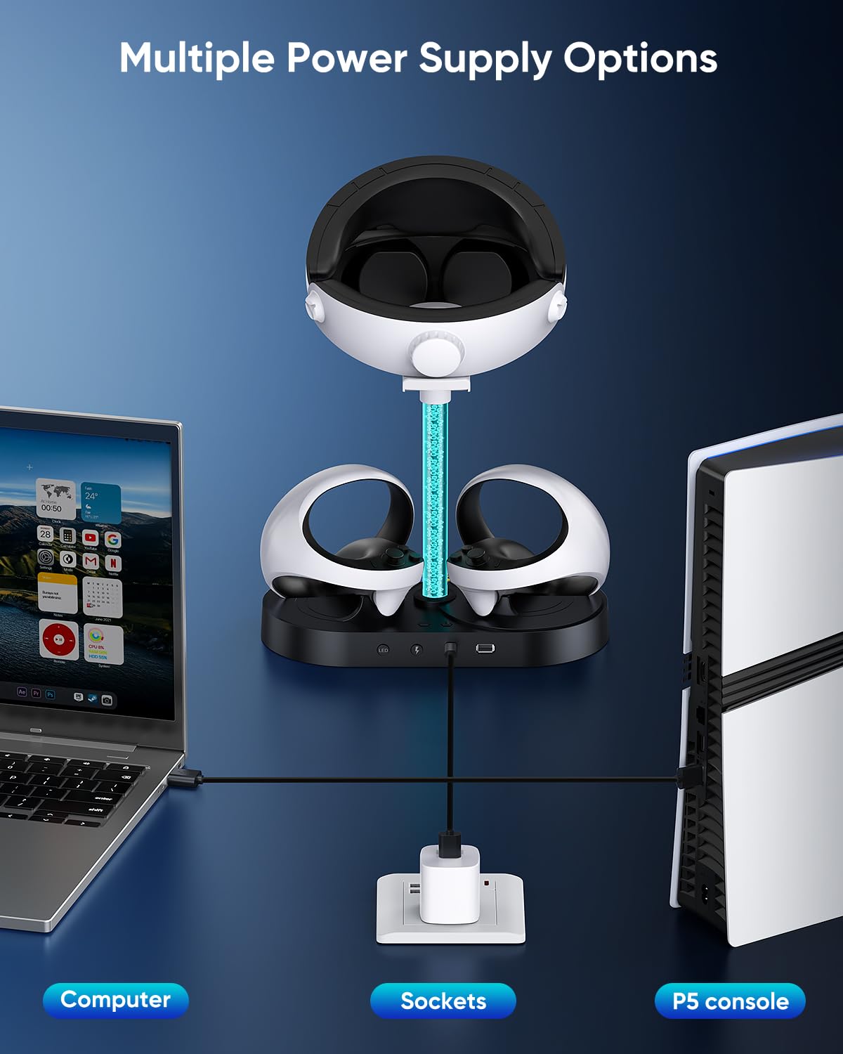 قاعدة شحن وتخزين FASTSNAIL RGB لجهاز PlayStation VR2