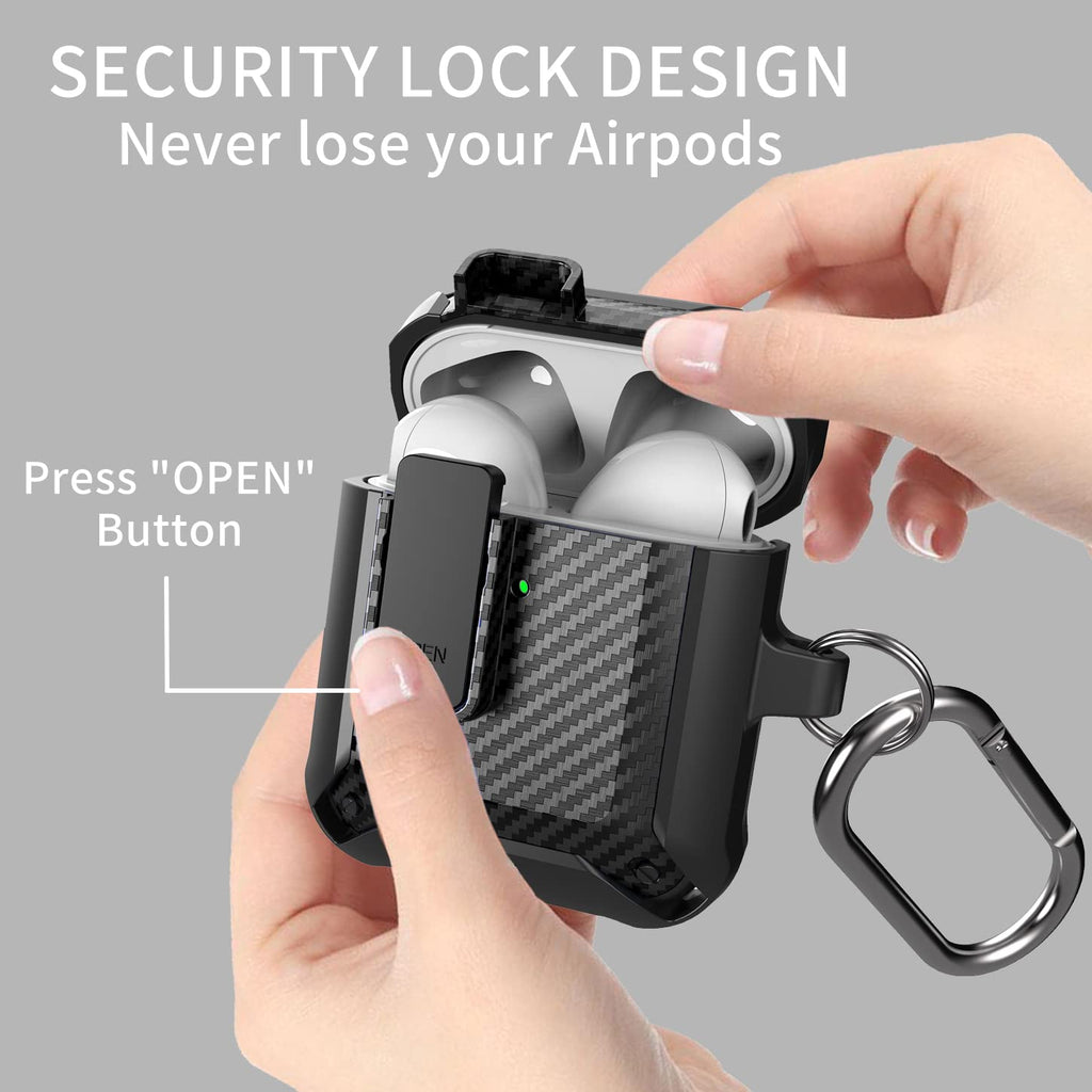 Olytop for Airpods 4 Case with Lock Clip, Rugged Apple Airpods 4th Generation Cover 2024 Men Women, Armor Shockproof iPod 4 Gen Protective Hard Shell with Carabiner&Cleaner kit
