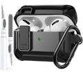 Olytop for Airpods 4 Case with Lock Clip, Rugged Apple Airpods 4th Generation Cover 2024 Men Women, Armor Shockproof iPod 4 Gen Protective Hard Shell with Carabiner&Cleaner kit